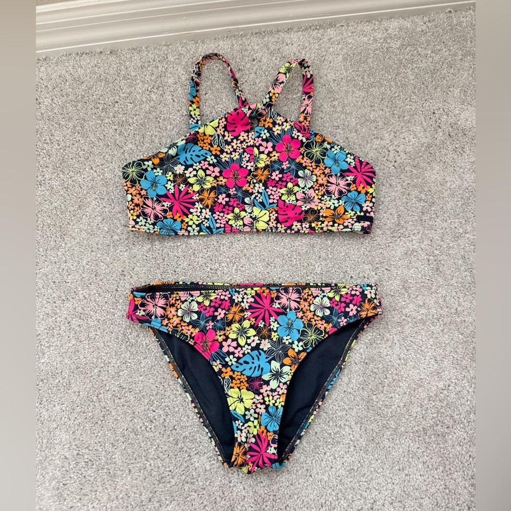 Roxy Multicolor Floral Kids Bikini, size 10